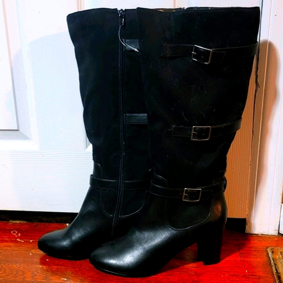 Shoes - Wide Calf Wide Width Buckle Detail Tall Boots NEW